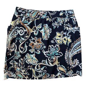 Chicos Skirt Size 8 Athletic Skort Navy Paisley Pickleball Golf Casual Pull On